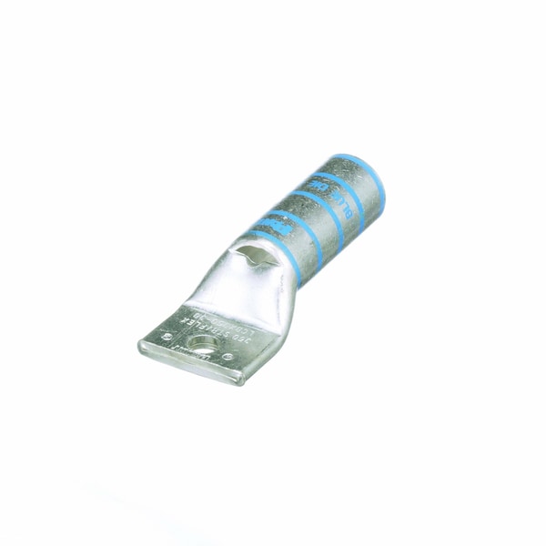 One-Hole Compression Lug, Long Barrel, Copper, Blue